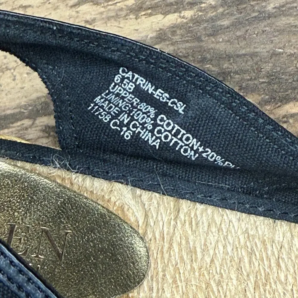 Lauren Ralph Lauren Catrin Espadrille Wedge Slingback Black Canvas Size 6.5B